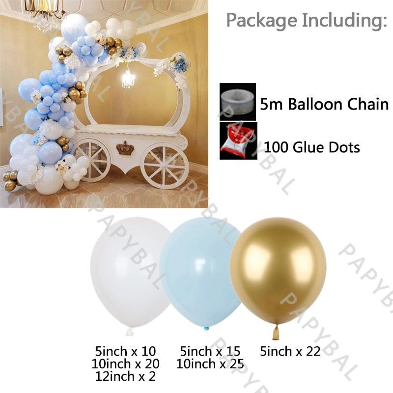 96Pcs Latex Blue Gold Confetti & Metallic Foil Balloons for Birthday Baby Shower Party Decorations Girl And Boy Birthday Party Ballons Decoration In Modern New Style Stevvex
