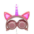 Luxury New Popular Esonstyle Kids Headphones Over Ear with LED Glowing Cat Ears,Safe Wired Kids Headsets 85dB Volume Limited, Food Grade Silicone, 3.5mm Aux Jack, Cat-Inspired Purple Headphones for Girls and Kids - SJB-DIAMOND ELITES