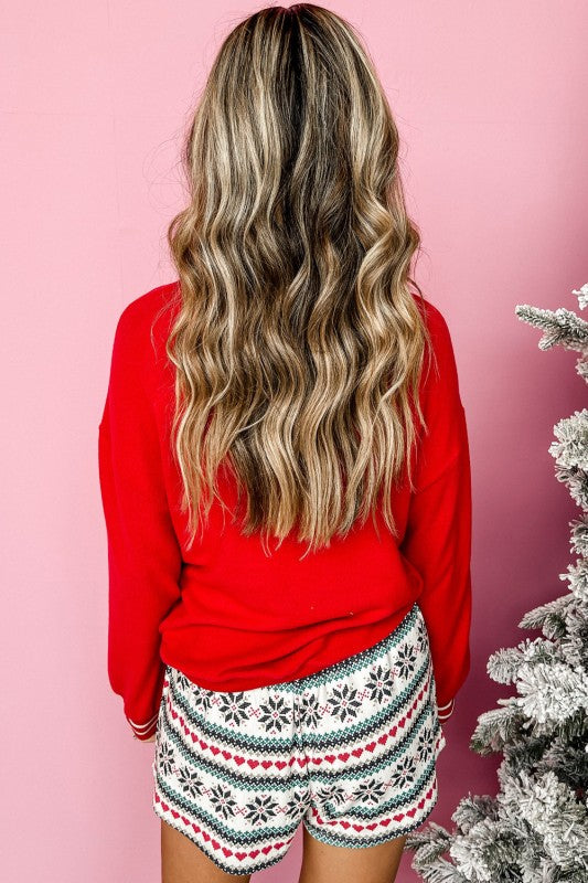 Christmas SLEIGH Top and Snowflake Shorts Set THRIXINE