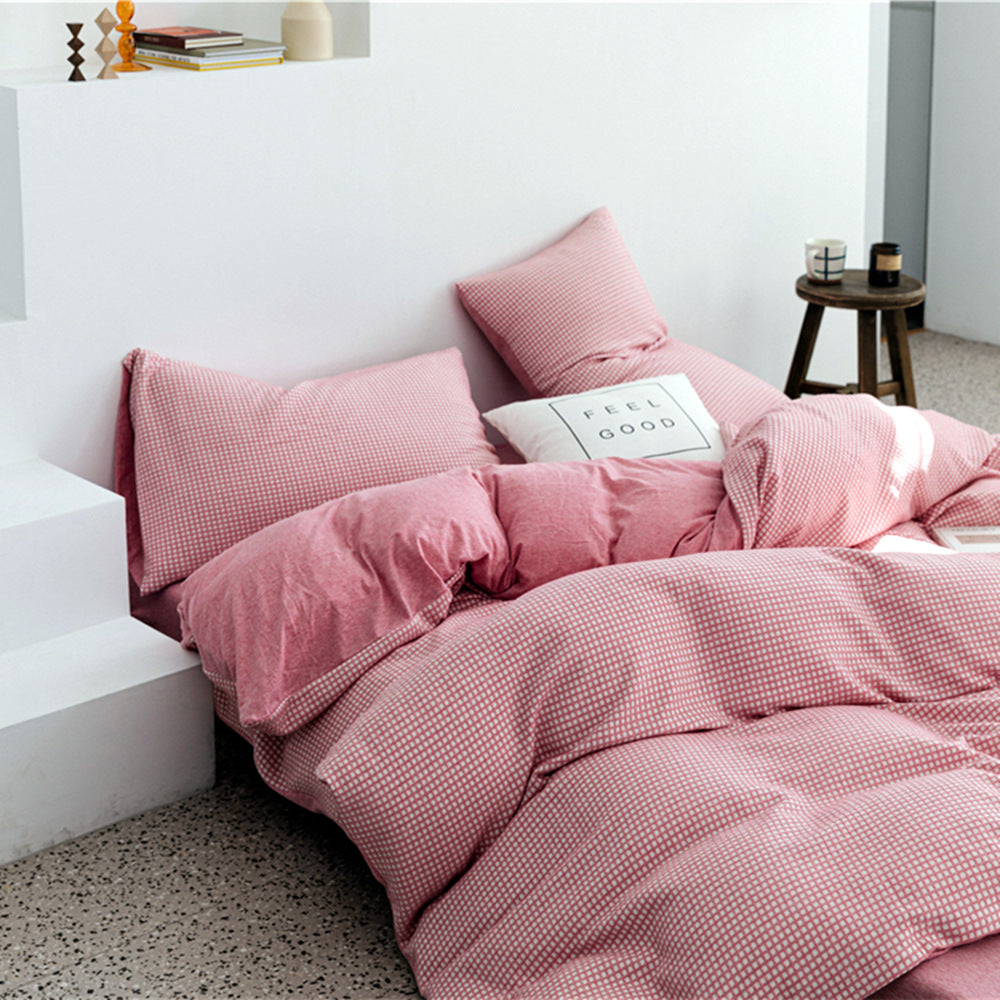 Tianzhu Cotton Nude Sleeping Four-piece Set 100 Cotton Simple Knitted Quilt Cover Bedding Pi-Mart
