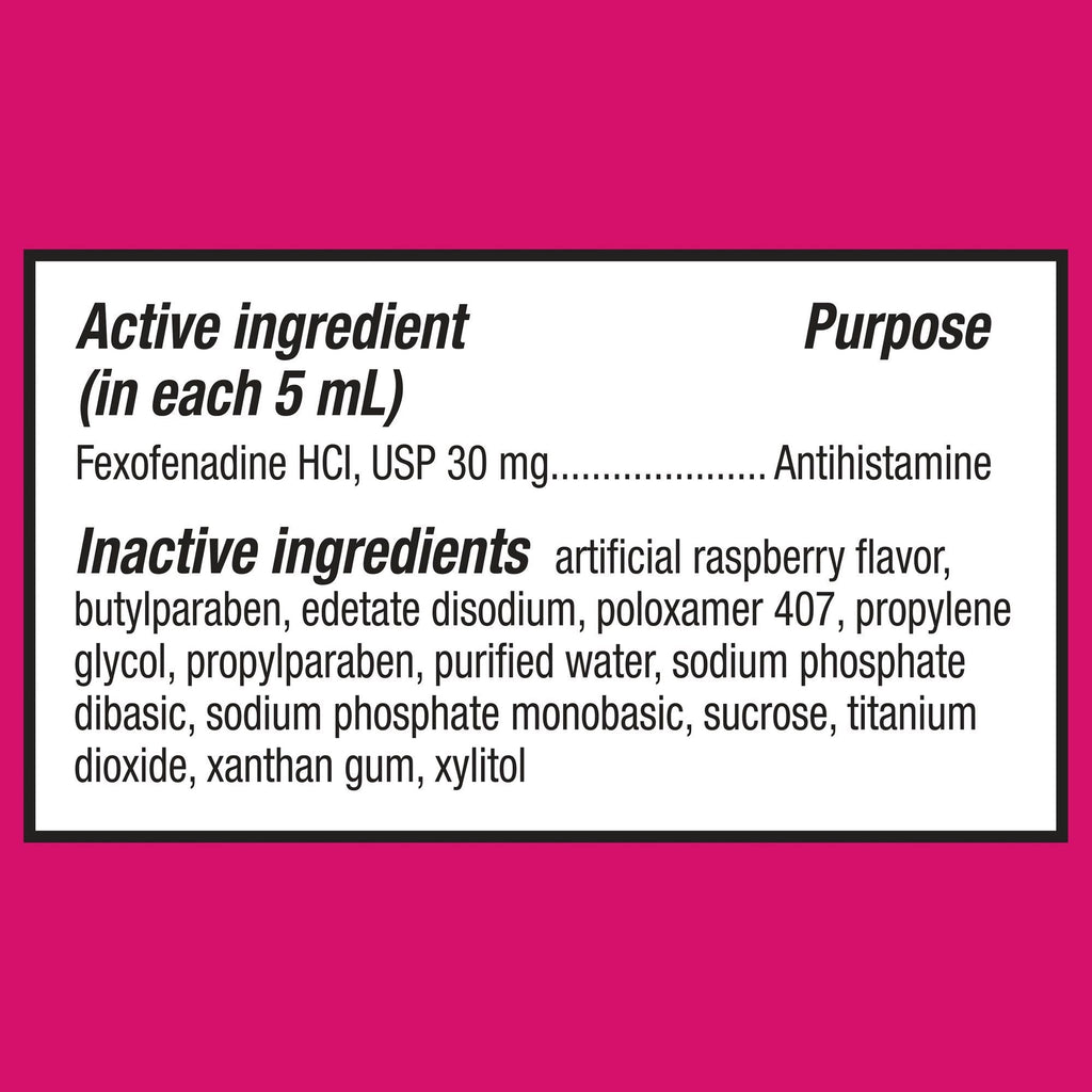 Equate Children's Allergy Relief Fexofenadine; Liquid Berry Flavor; 4 fl oz