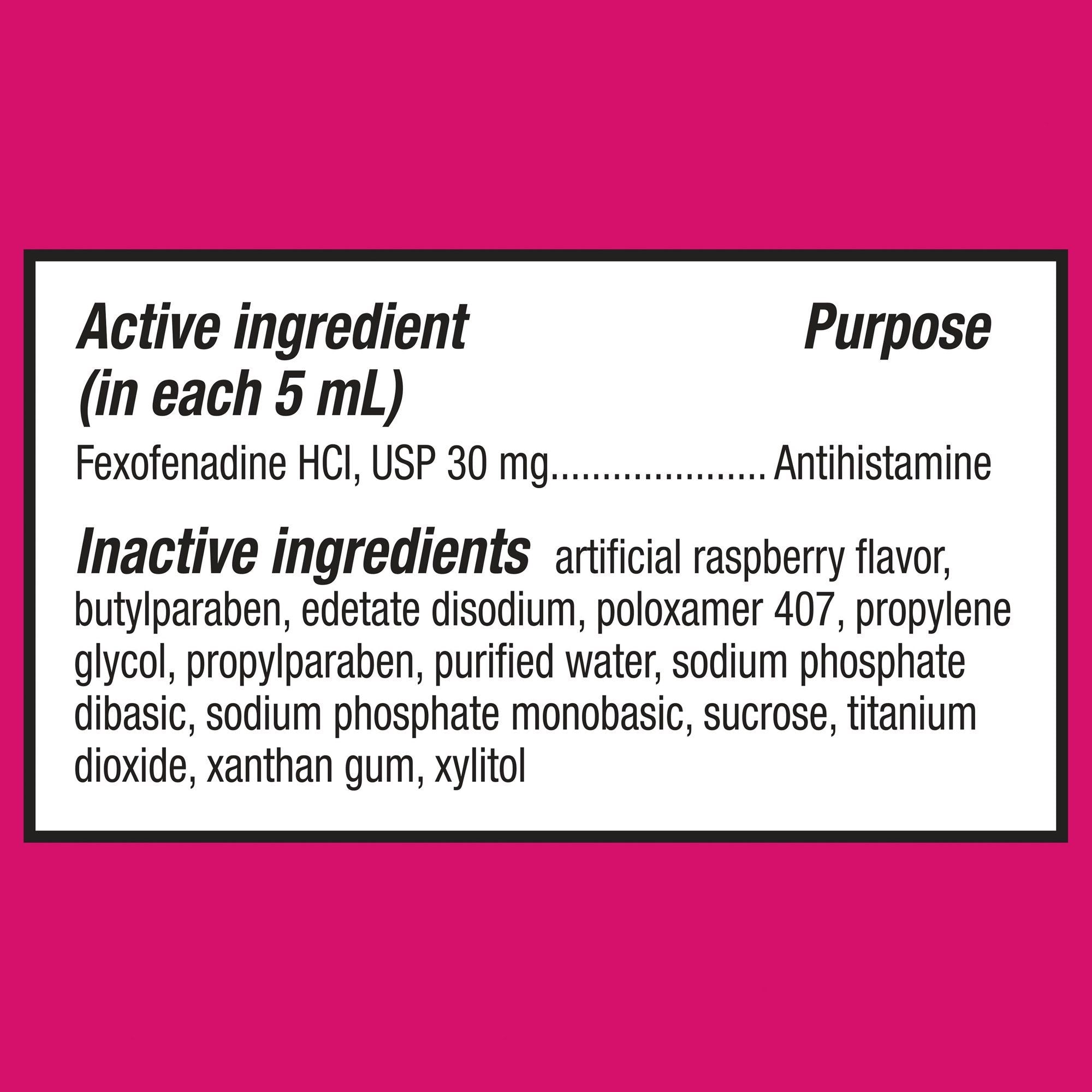 Equate Children's Allergy Relief Fexofenadine; Liquid Berry Flavor; 4 fl oz