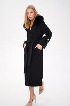 Derby Genuine Polar Fox Textured Cashmere Wool Coat - SJB-DIAMOND ELITES