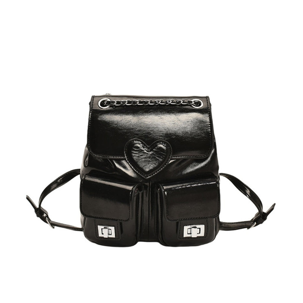 Love pattern women's backpack, versatile chain backpack, fashion travel small backpack purse women - SJB-DIAMOND ELITES