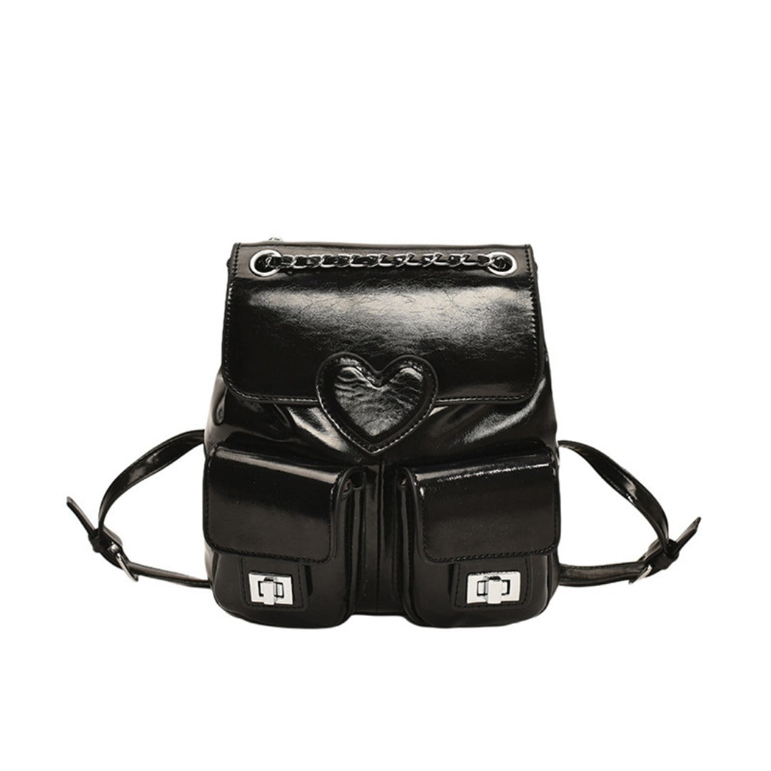 Love pattern women's backpack, versatile chain backpack, fashion travel small backpack purse women - SJB-DIAMOND ELITES