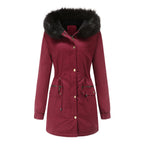 Women's Mid-length Fur Collar Coat Parker Cotton-padded Coat Pi-Mart