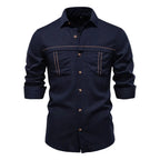 Men's Long Sleeve Shirt With Pocket Decoration