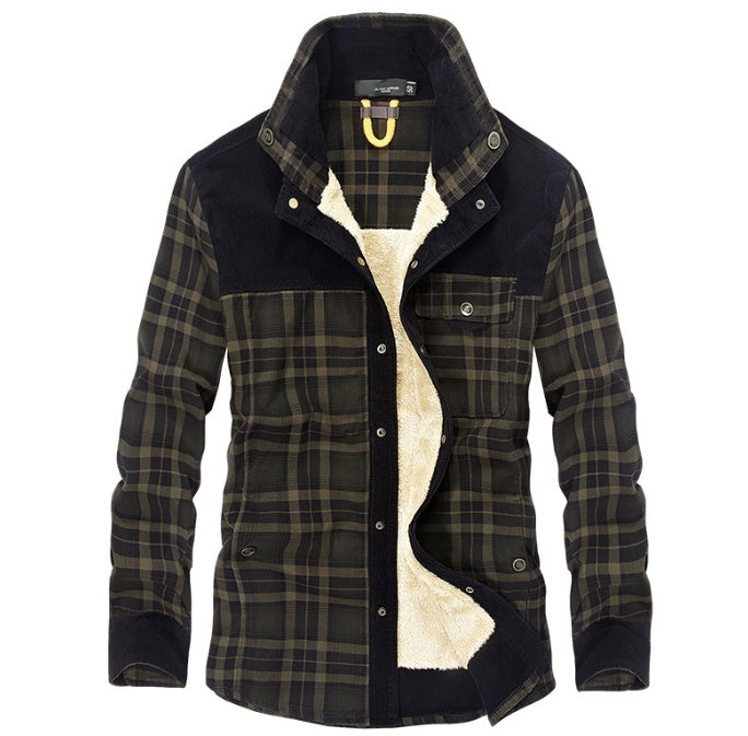 Winter Jacket Men Thicken Warm Fleece Jackets Coats Pure Cotton Plaid Jacket Military Clothes Pi-Mart