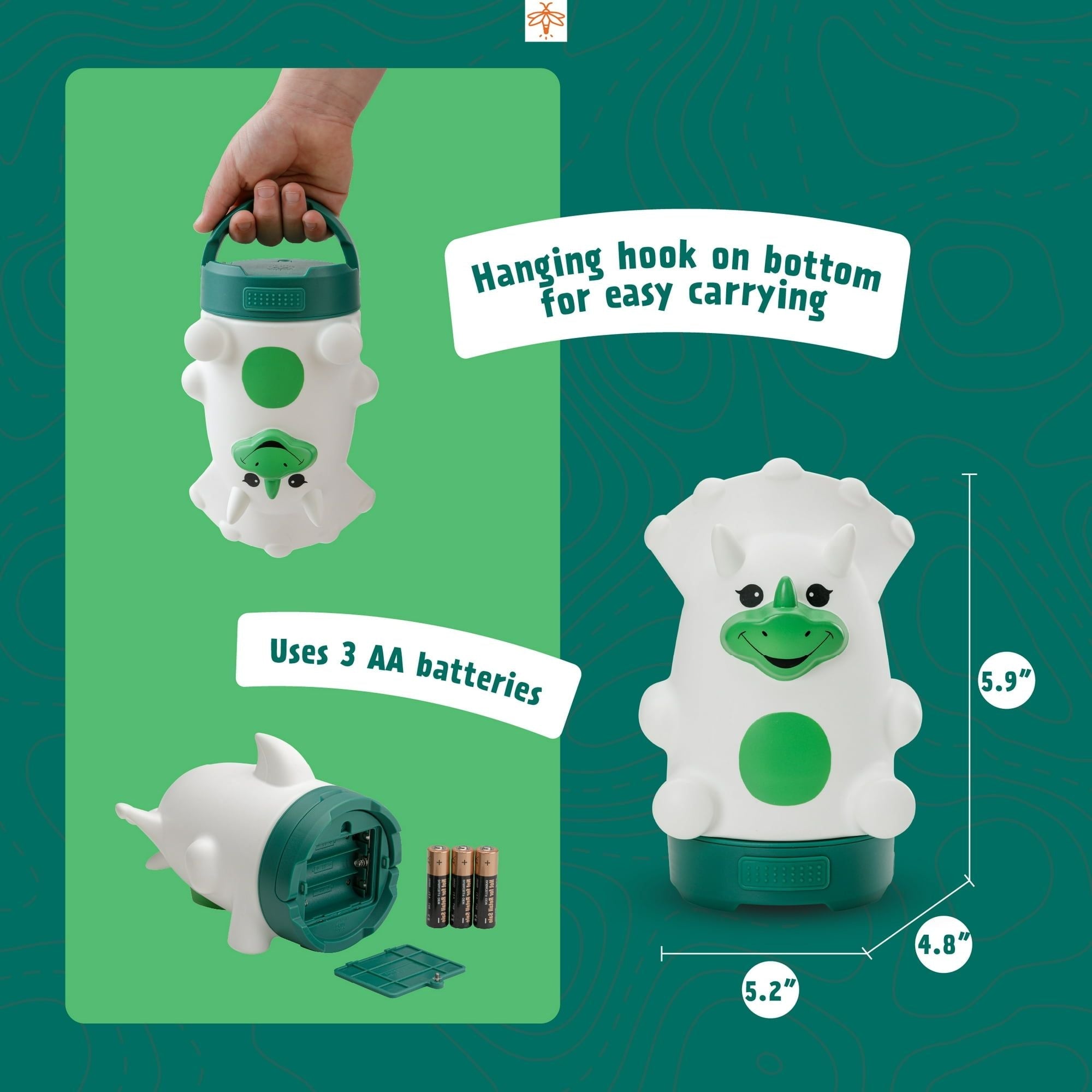 Firefly! Outdoor Gear Chip the Dinosaur 100 Lumen Battery Powdered Kid's Lantern (3 AA Batteries Not Included) EasyOptionXY LLC