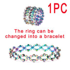 2 In 1 Folding Retractable Rings Bracelet Magic Rhinestone Rings Deformable Bracelet Women Ins Style Adjustable Fashion Jewelry Pi-Mart