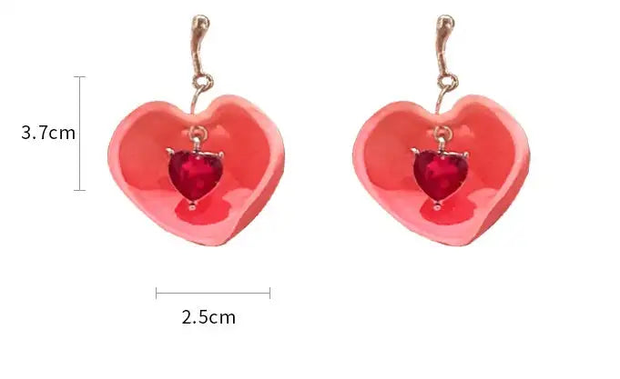 925 Silver Needle Crystal Love Sweet Peach Earrings Lootquake LLC