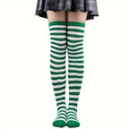 Vibrant Striped Knee High Socks - Women's Calf Socks for Music Festival, Cosplay Party, and Fashion Statement - Soft, Stretchy, and Comfortable Stockings & Hosiery for All-Day Wear Lootquake LLC