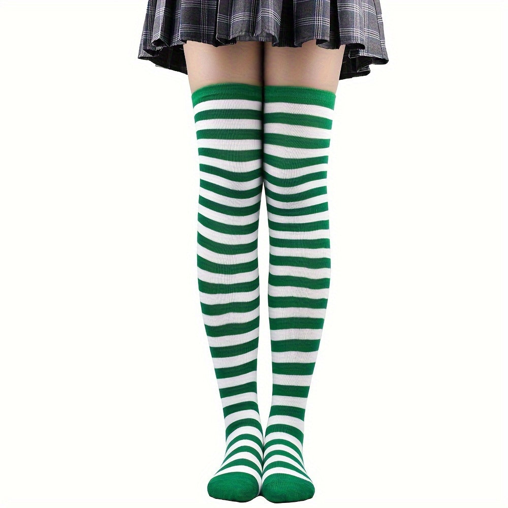 Vibrant Striped Knee High Socks - Women's Calf Socks for Music Festival, Cosplay Party, and Fashion Statement - Soft, Stretchy, and Comfortable Stockings & Hosiery for All-Day Wear Lootquake LLC
