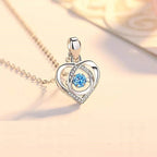 S925 Beating Heart-shaped Necklace Women Luxury Love Rhinestones Necklace Jewelry Gift For Valentine's Day Pi-Mart