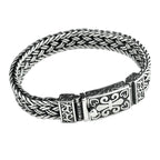 S925 Silver Wide Version Braided Bracelet Men's Thick Generous Ring Buckle Interlock Bracelet Pi-Mart