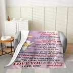 1pc To My Daughter Sentimental Message Throw Blanket, Soft Flannel Blanket With Moon Theme, Loving Gift From Dad For Indoor, Cozy Home Decor