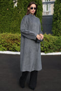 Alpaca Wool Blend Coat in Soft Grey - SJB-DIAMOND ELITES