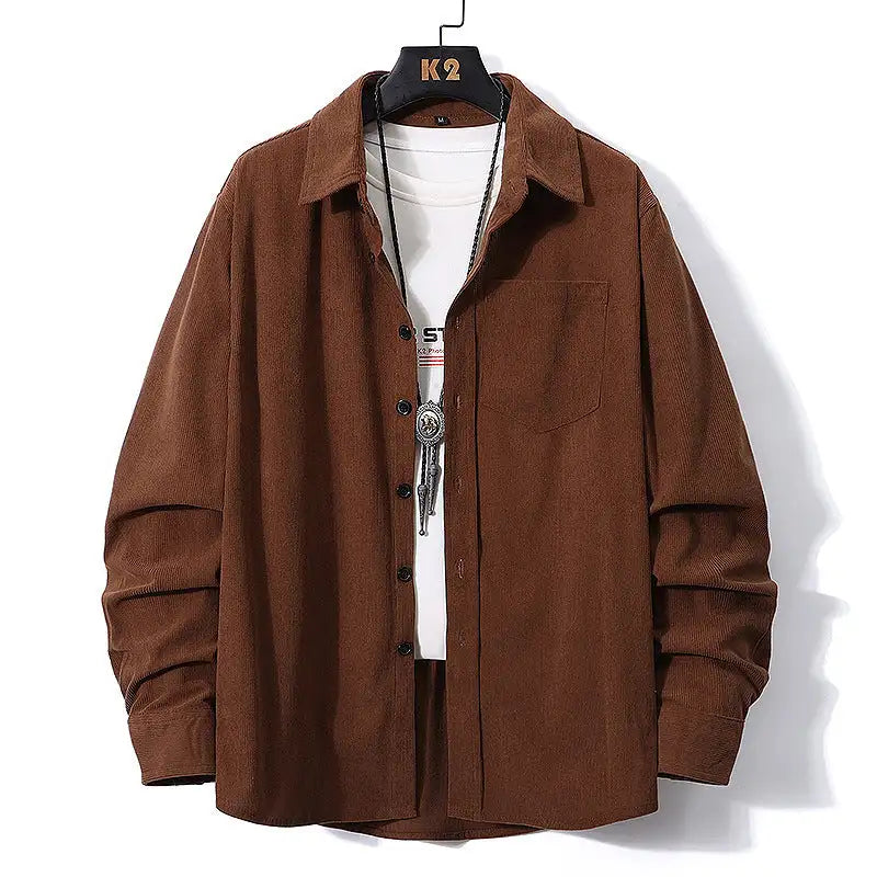 European Size Long Sleeve Shirt Men's Corduroy