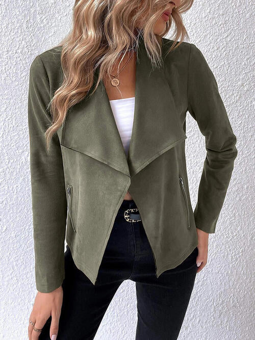 Classic Minimalist Collared Long Sleeve Jacket for Women – Minimalist & Lightweight Everyday Outerwear Stevvex