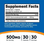 Nutricost Tudca 500mg, 30 Capsules (Tauroursodeoxycholic Acid) - Gluten Free, Non-GMO Supplement