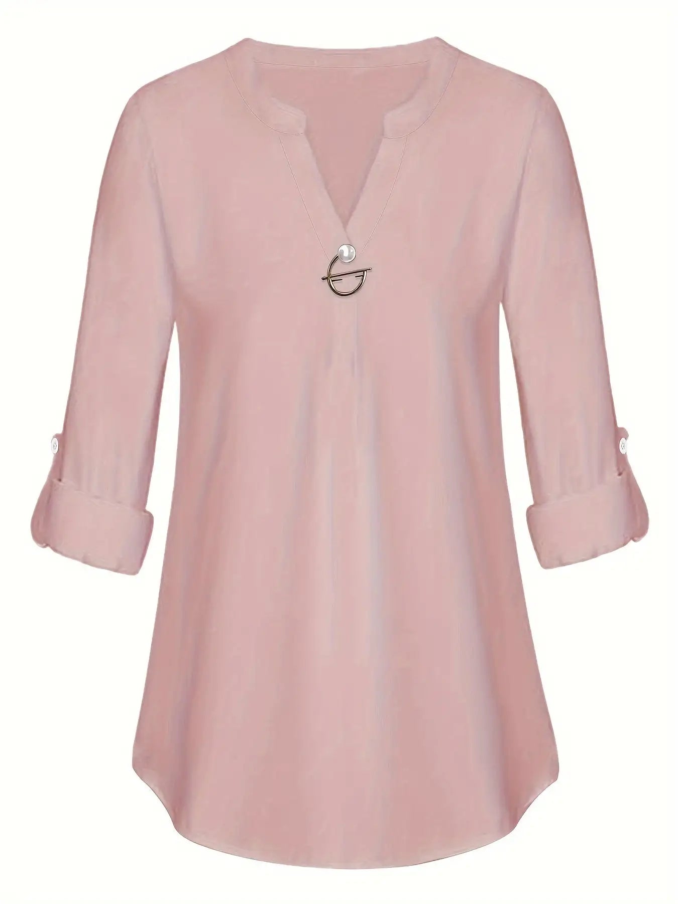 Women's Long Sleeved Simple And Versatile Casual Pearl Button Shirt - SJB-DIAMOND ELITES