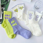 4 Pairs Fashionable Letter Graphic Socks - Womens Athletic Mid-Calf Stockings - Soft, Breathable & Trendy Designs for Everyday Wear Lootquake LLC