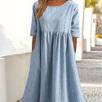 Women's Loose Round Neck Swing Dress Pi-Mart