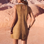 Summer Western Clothing Women's Clothing Bohemian Suede Fringe Wide Vest Dress Lootquake LLC