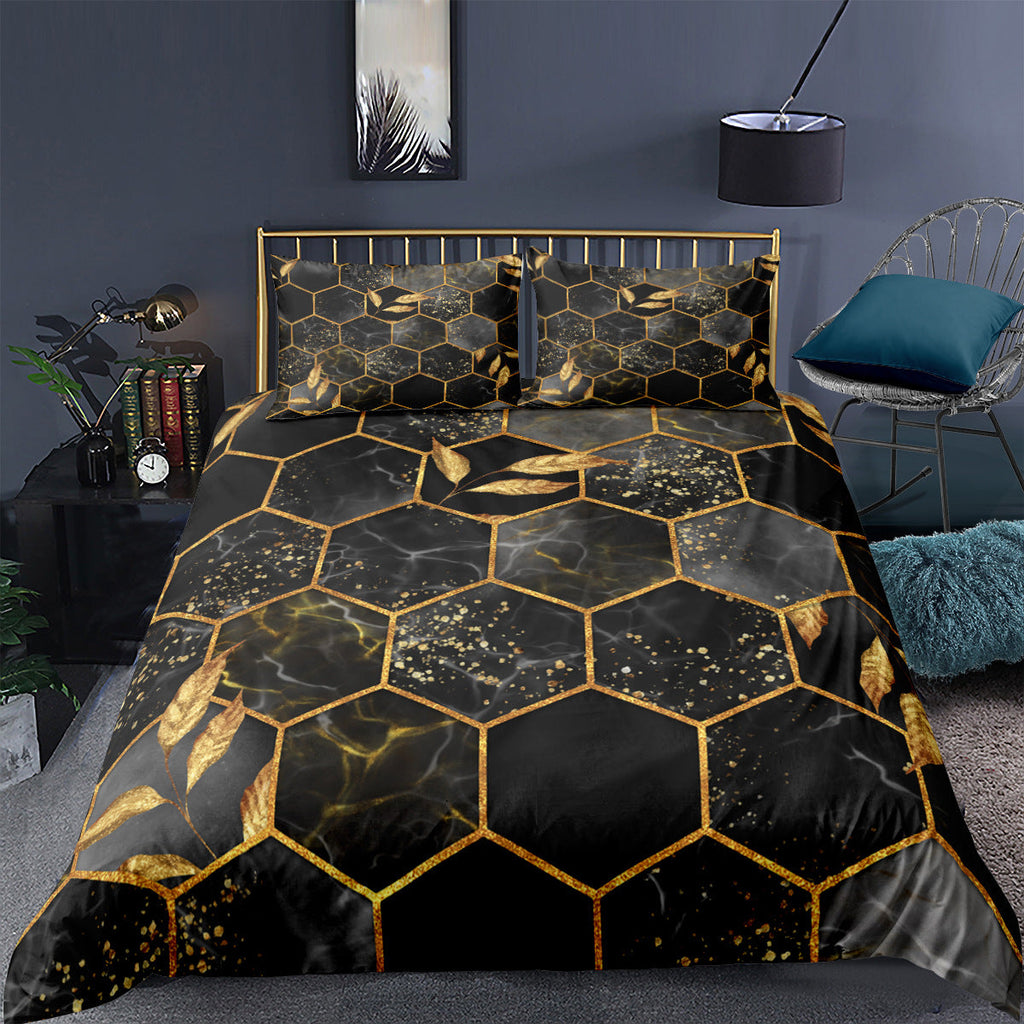 Digital Printing Geometric Quilt Cover Digital Printing Three-piece Set Pi-Mart