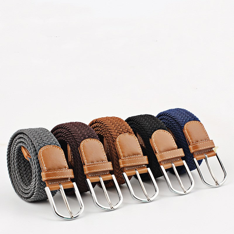 Women's Canvas Belt Student Pants Casual Stretch Braided Needle Buckle Pi-Mart