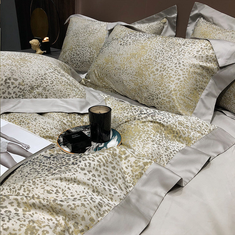 Four-piece Cotton Leopard Print Duvet Cover Atmosphere Pi-Mart