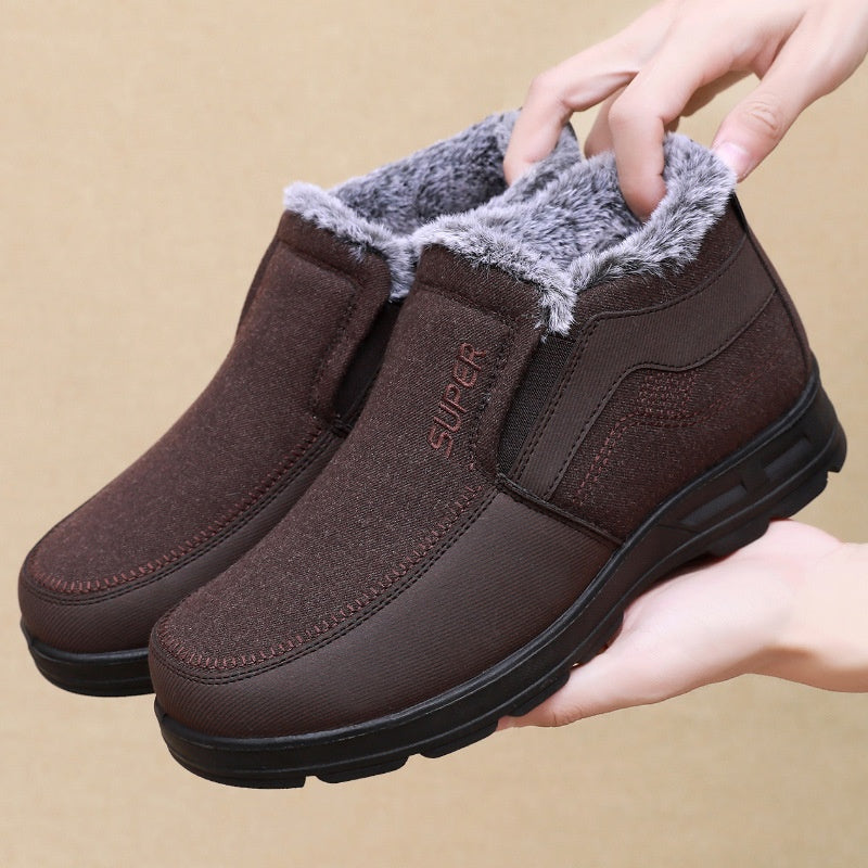 Men's Cotton Shoes Fleece-lined Warm Middle-aged And Elderly Pi-Mart