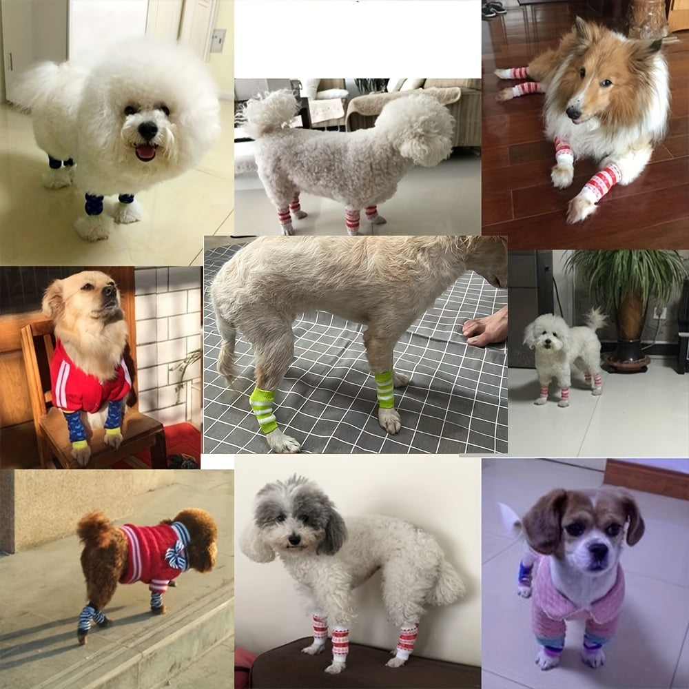 [2 Sets Elbow Support Guards] Pet Dog Elbow Guards, a Set of 2 Front Leg And 2 Hind Leg Protectors, Elbow Support Wraps, Leg Support Wraps, Breathable Elastic Knitted Protective Socks for Pets, 4pcs Pet Leg Socks. Lootquake LLC