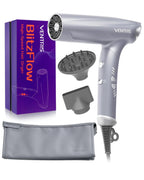 VENTRIS Blitzflow Ionic Hair Dryer Magnetic Diffuser High Speed Styling Blow Dryer Lightweight & Foldable Travel Hair Dryer Positive Negative Ion blowdryer Ethereal Gray Lootquake LLC
