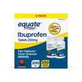 Equate Ibuprofen Pain Reliever/Fever Reducer Tablets; 200 mg; 200 Count; 2 Pack