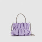 Mini rhinestone hand-held pleated bag, fashion party tote crossbody cloud chain woman - SJB-DIAMOND ELITES