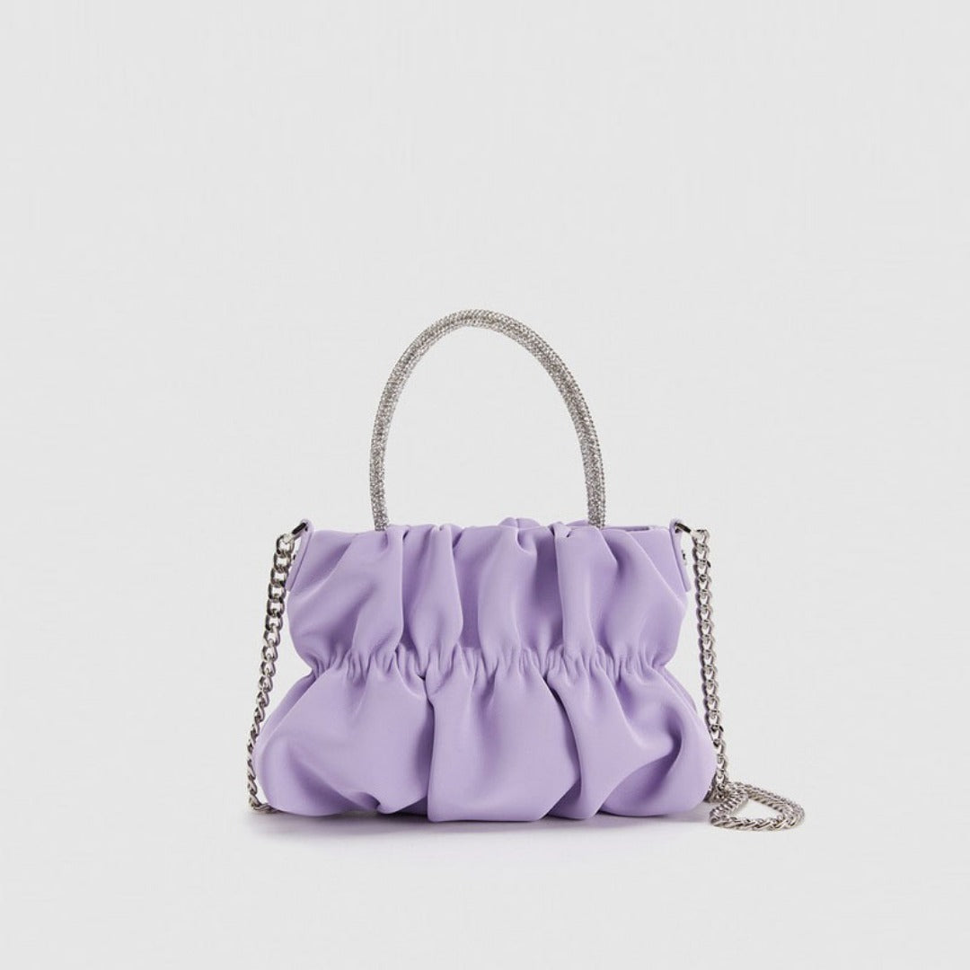 Mini rhinestone hand-held pleated bag, fashion party tote crossbody cloud chain woman - SJB-DIAMOND ELITES