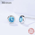 Round Rock Blue Crystal Earrings Pi-Mart