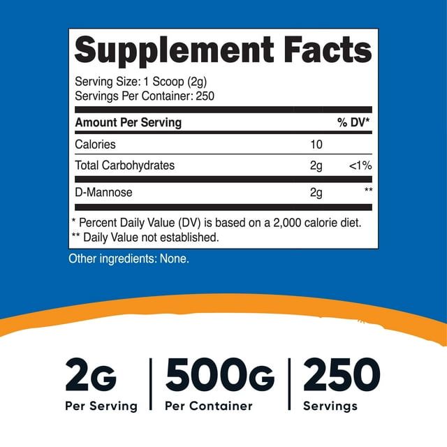 Nutricost D-Mannose Powder 500gms, 2g Serving - Non-GMO Supplement EasyOptionXY LLC