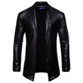 Men's elastic PU leather zipper motorcycle leather jacket Pi-Mart