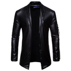 Men's elastic PU leather zipper motorcycle leather jacket Pi-Mart