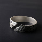 S999 Pure Silver Phoenix Peony Wide Side Thai Silver Matte Retro Ethnic Style  Bracelet Women Pi-Mart