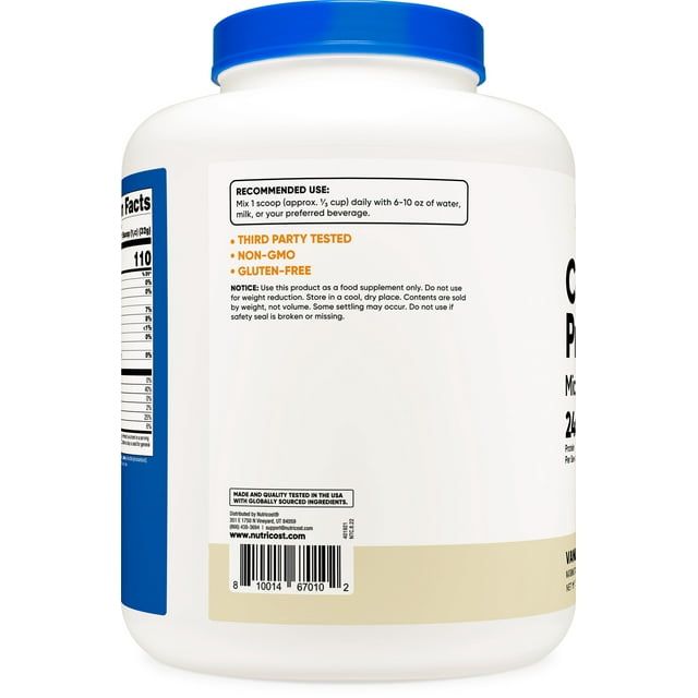 Nutricost Casein Protein Powder 5lb Vanilla - 100% Micellar Casein EasyOptionXY LLC