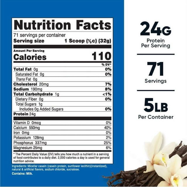 Nutricost Casein Protein Powder 5lb Vanilla - 100% Micellar Casein EasyOptionXY LLC