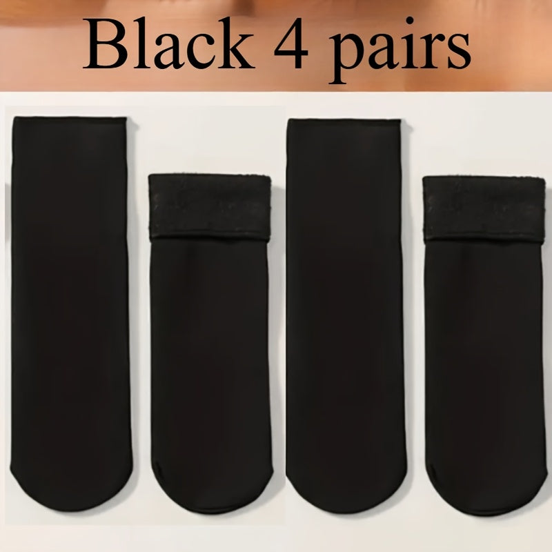 4 Pairs Snow Socks With Plush Lined, Thickened Warm Floor Socks, Winter Cold Cold Warm Socks Lootquake LLC