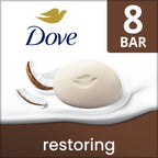 Dove Beauty Bar Soap for Women Restoring Coconut & Cocoa Butter All Skin, 3.75 oz 8 Bars