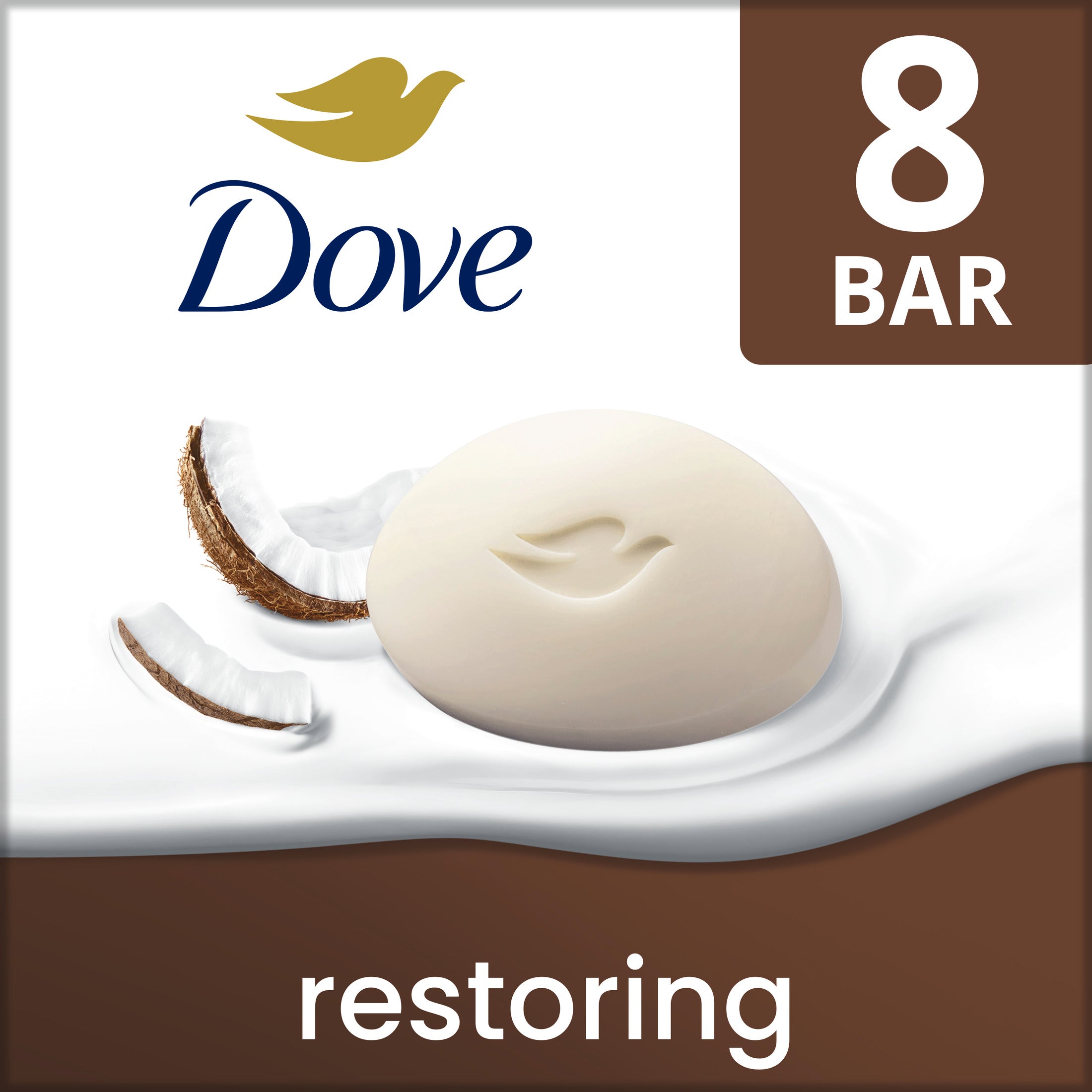 Dove Beauty Bar Soap for Women Restoring Coconut & Cocoa Butter All Skin, 3.75 oz 8 Bars