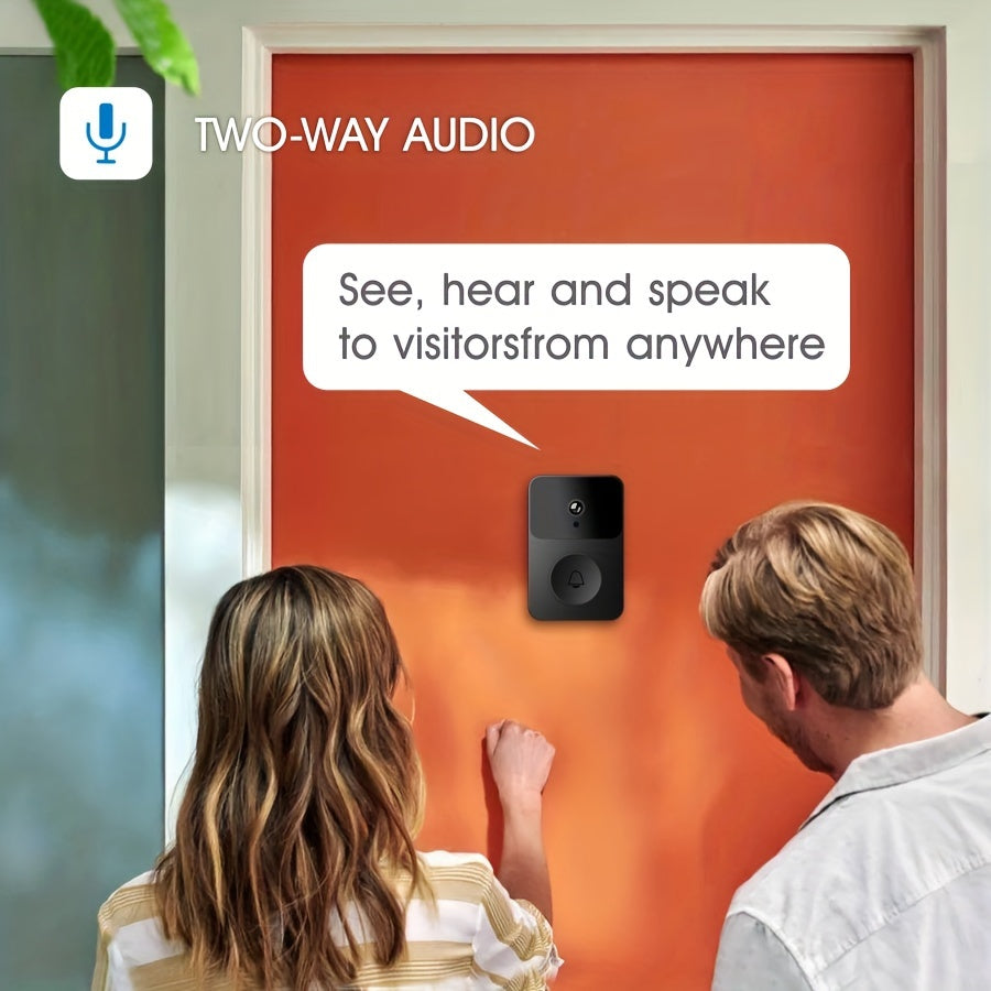 1pc SMCM Wireless Video Doorbell with HD Camera, Wide Angle, Intelligent Voice Intercom, WiFi Enabled, Battery/USB Dual Power, ≤36V, 600mAh Rechargeable Lithium Polymer Battery, App Control, HD Night Vision, 2.4G WiFi Only Lootquake LLC