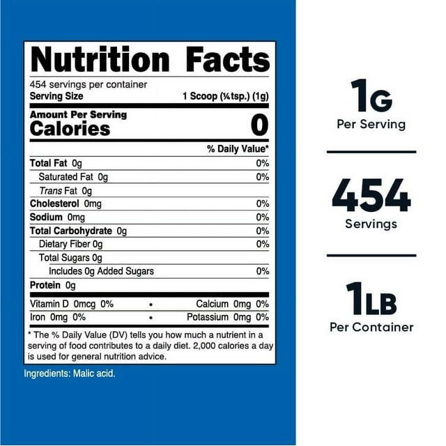 Nutricost Malic Acid Powder 16oz (454 Servings) - Gluten Free, Non-GMO Supplement EasyOptionXY LLC