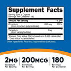 Nutricost Vanadium With Chromium Supplement 2mg 180 Vegetarian Capsules EasyOptionXY LLC